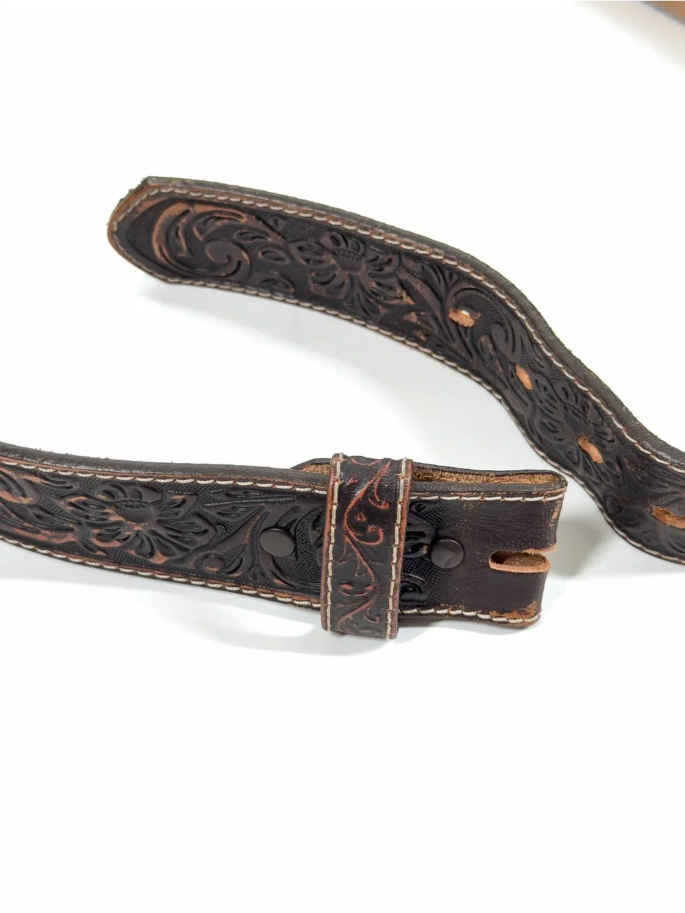 Justin Western Scroll Top Grain Leather Belt 42 Made in USA | C11194 No Buckle